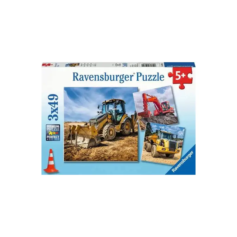 Childrens Jigsaw Puzzle Digger at Work! - 3 x 49 Pieces