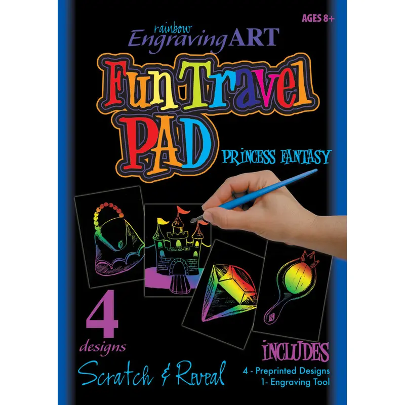 Engraving Art Fun Travel Pad, Princess Fantasy