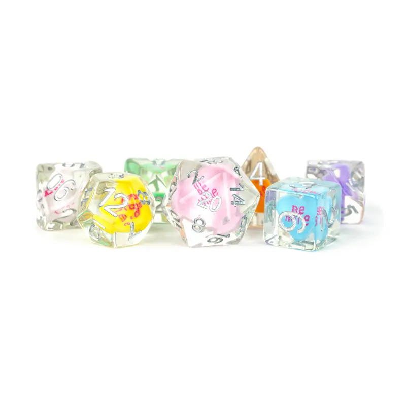 RESIN 7 DICE SET LOVE INCLUSION 16MM