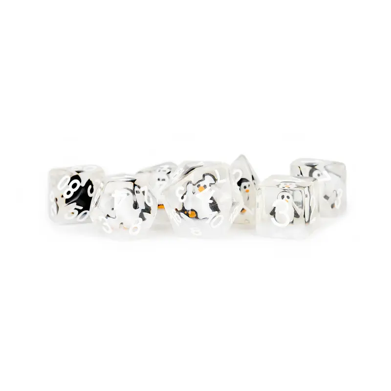RESIN 7 DICE SET PENGUIN INCLUSION 16MM