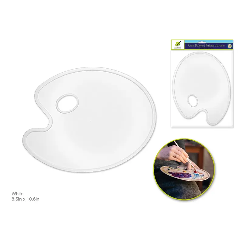 Color Factory Paint Palette: 8.5"x10.6" Duraplast Flat Oval w/Thumbhole White