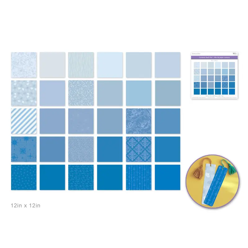 Cardstock: 12"x12" Color Theme Stack Pad x30 Double-Sided 230GSM  Blue