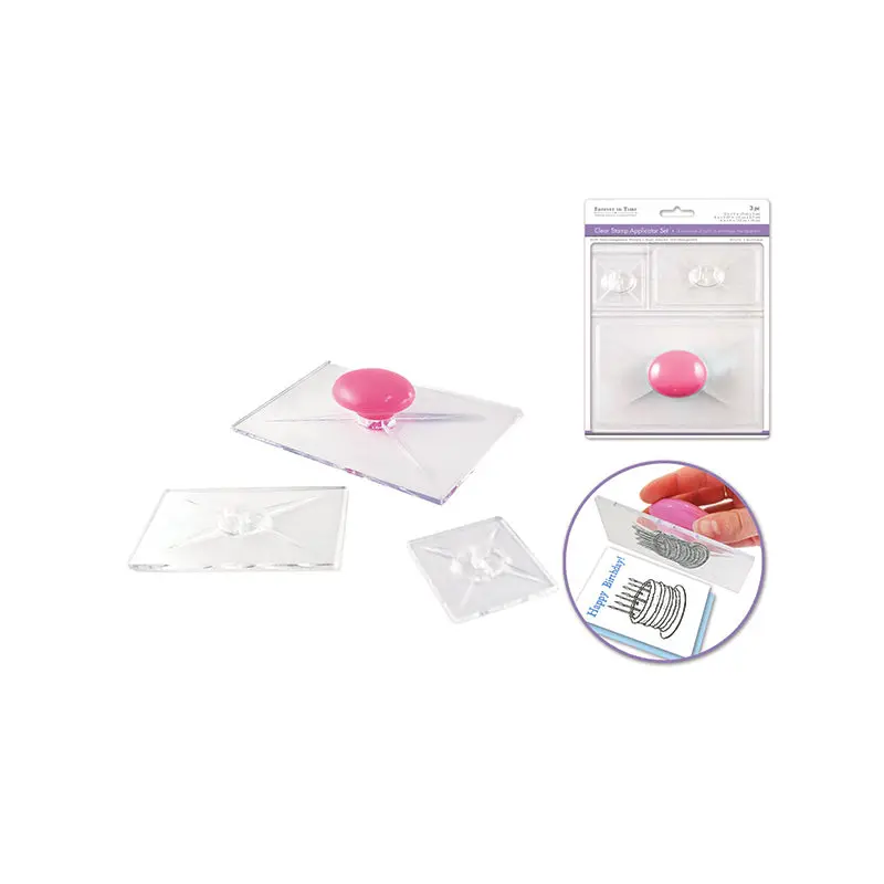 Clear Stamp Tool Set: 2"x2"/4"x2.25"/6"x4" x3 w/Interchangeable Handle