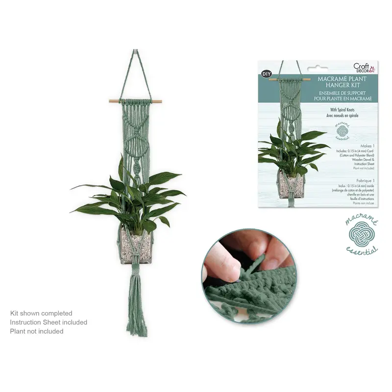 Craft Decor: DIY Macram Planter Hanger Kit w/Wood Dowel - Sage