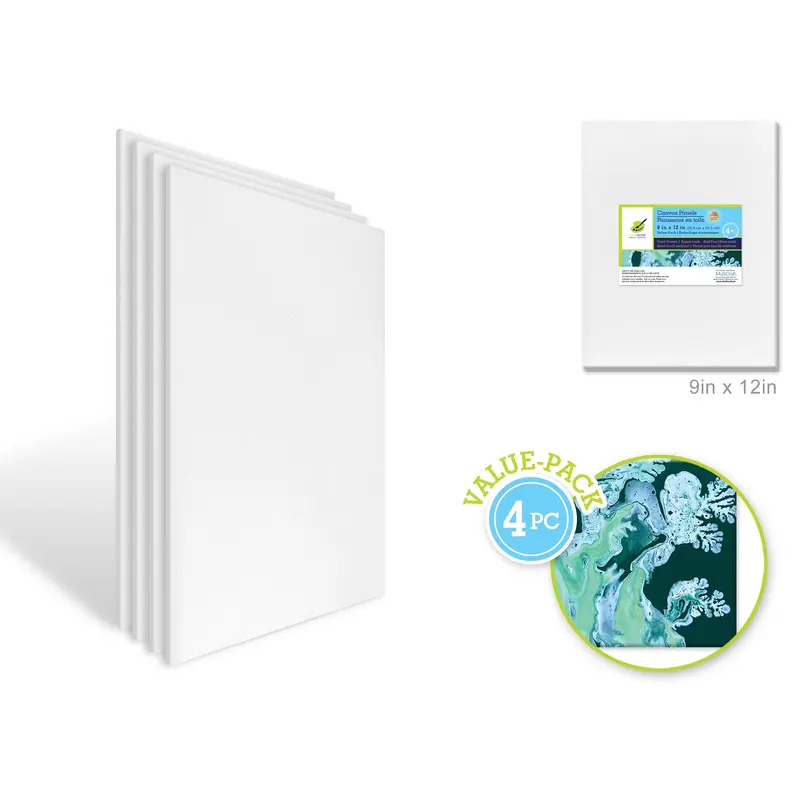 Canvas Panels Primed: 9"x12" Value-Pack 4pc Artist Quality
