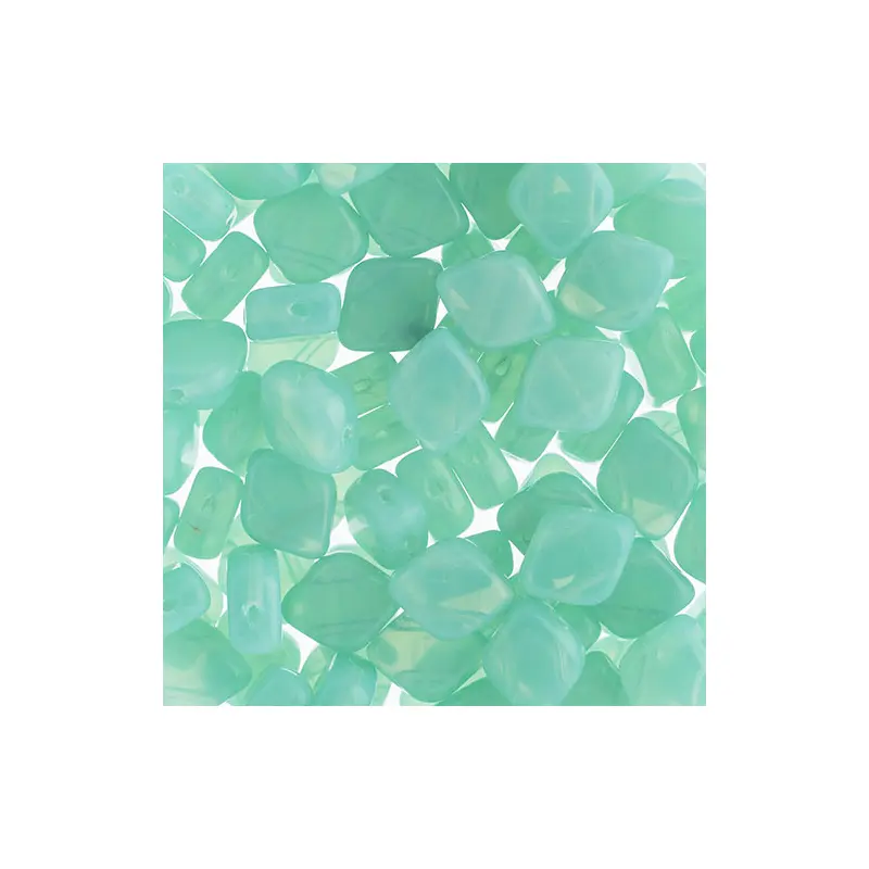 Czech Bead Rhombus 2Hole 10x8mm Aqua Opal