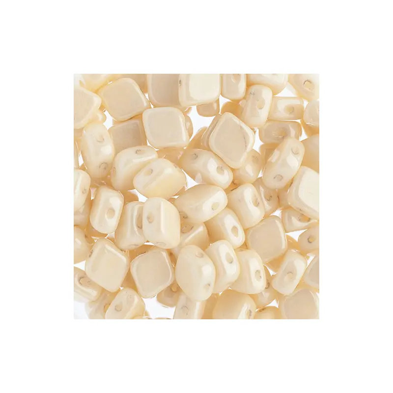 Czech Bead Rhombus 2Hole 10x8mm Chalk White/ Cream Luster