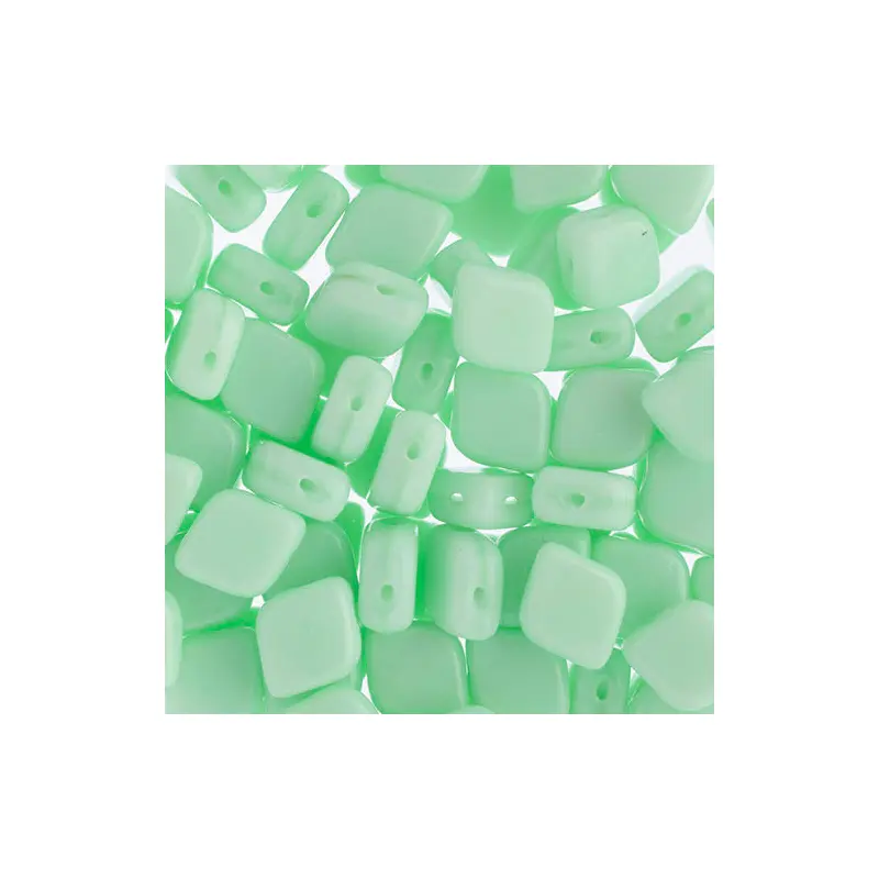 Czech Bead Rhombus 2Hole 10x8mm Green Silk