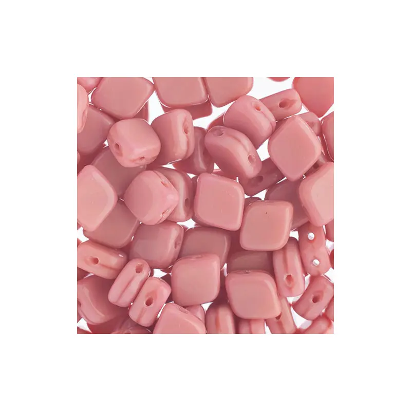Czech Bead Rhombus 2Hole 10x8mm Pink Silk