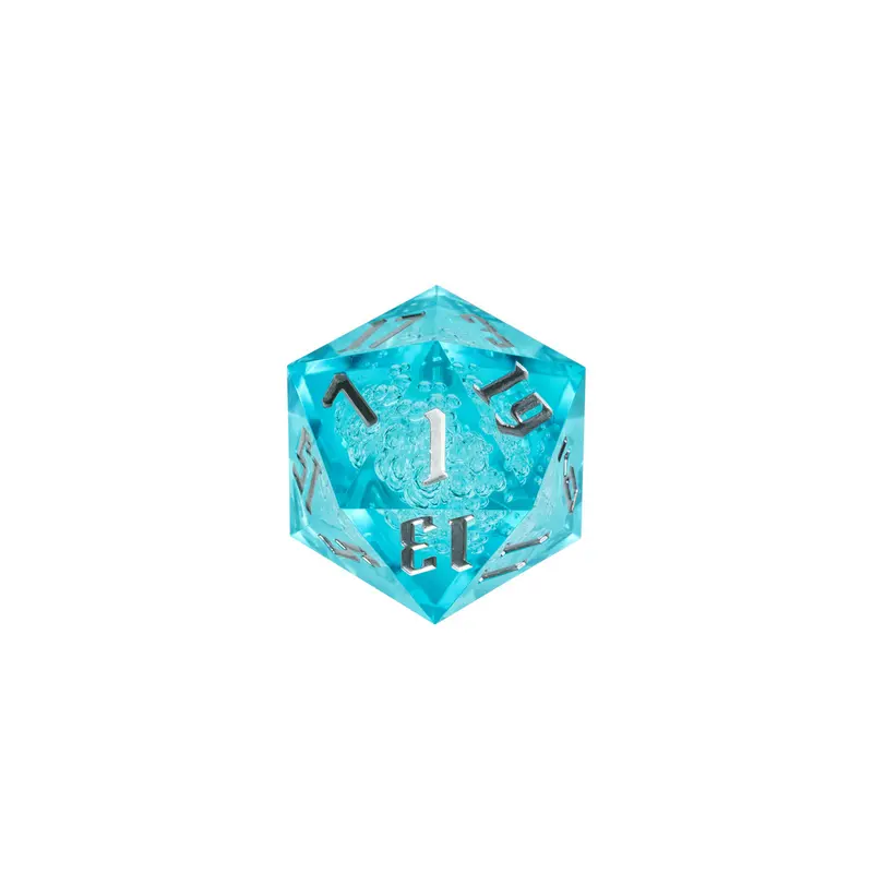 55mm Titan D20 - Sharp Edge Cyan with Bubbles