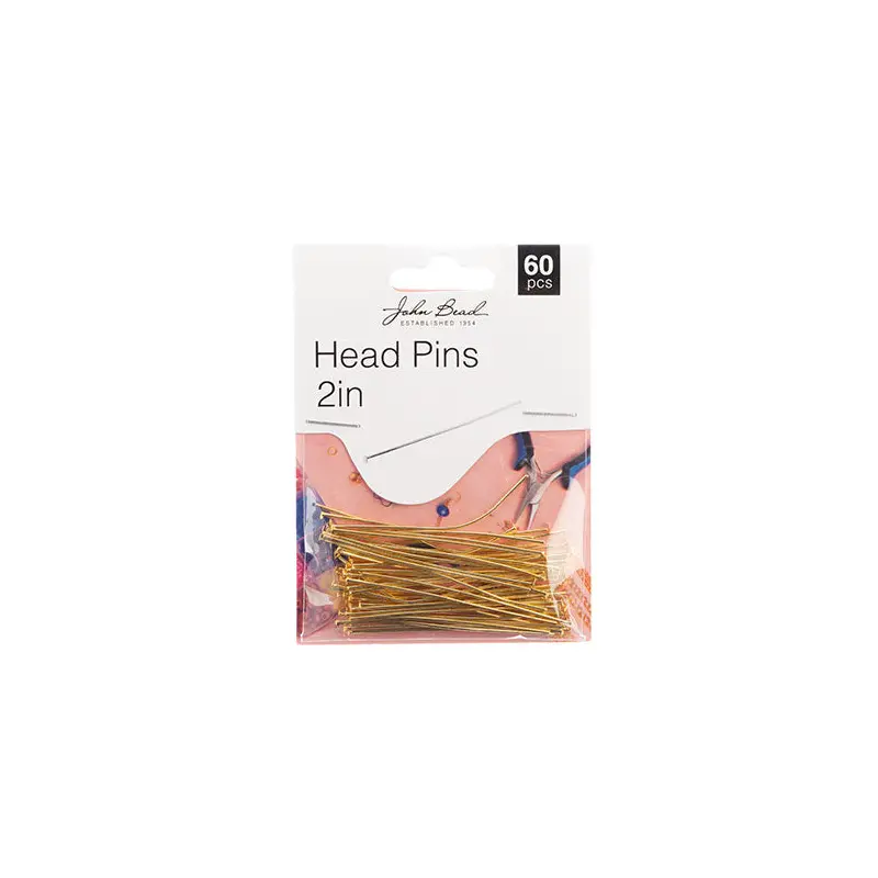 Must Have Findings - Head Pins 2in 20ga(0.032) Gold 60pcs