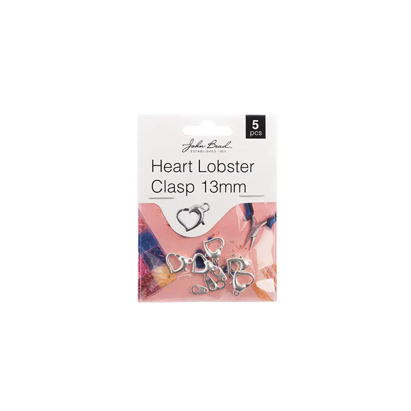 Must Have Findings - Heart Lobster Clasp 13mm Silver 5pcs