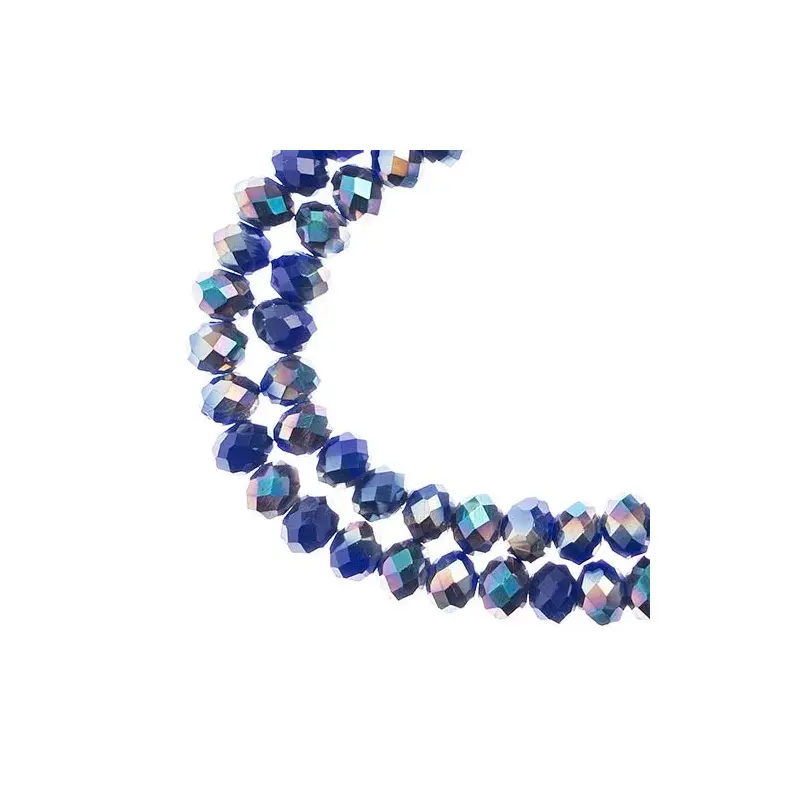 Crystal Lane DIY Rondelle 2 Strand 7in (apx78pcs) 4x6mm Opaque Dark Sapphire w/Half Iris