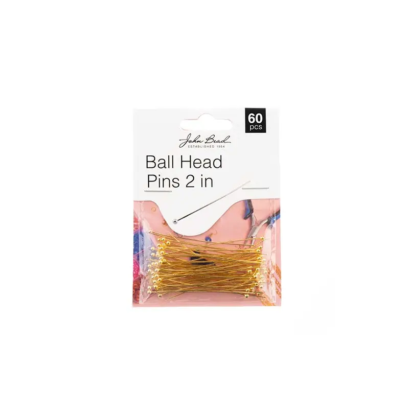 Must Have Findings - Ball Head Pins 2in 22ga(0.025) Gold 60pcs