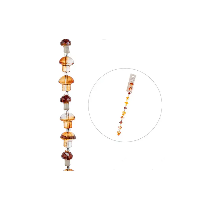 Crystal Lane DIY Flower 7in Bead Strand Mushroom-13x14mm-8pcs, 10x13mm, Brown