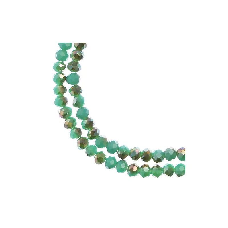 Crystal Lane DIY Rondelle 2 Strand 7in (apx110pcs) 3x4mm Op. Turquoise Blue w/half Champagne Luster