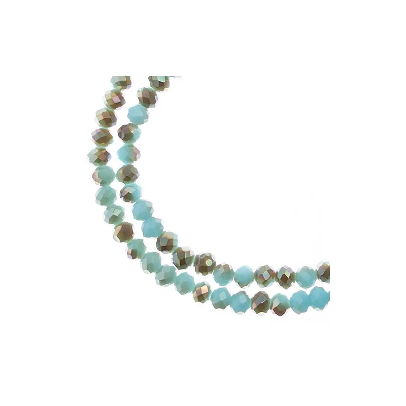 Crystal Lane DIY Rondelle 2 Strand 7in (apx110pcs) 3x4mm Opaque Blue w/Half Champagne Luster
