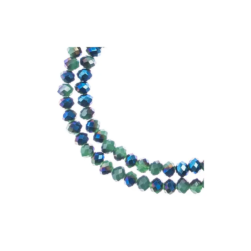 Crystal Lane DIY Rondelle 2 Strand 7in (apx110pcs) 3x4mm Opaque Dark Green w/Half Blue Iris