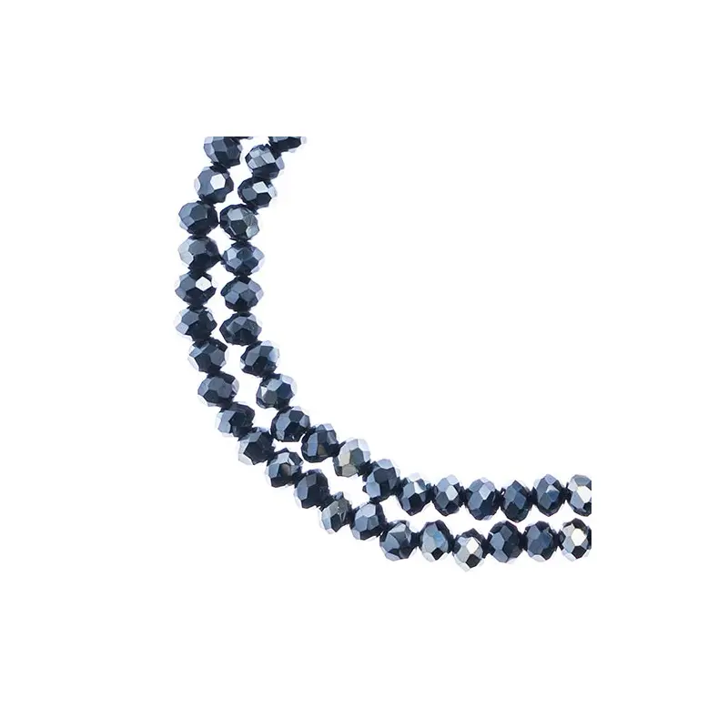 Crystal Lane DIY Rondelle 2 Strand 7in (apx110pcs) 3x4mm Opaque Gunmetal Luster