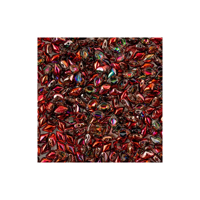 Matubo Czech Gemduo 2-Hole apx. 13g vial Crystal/ Magic Red Brown