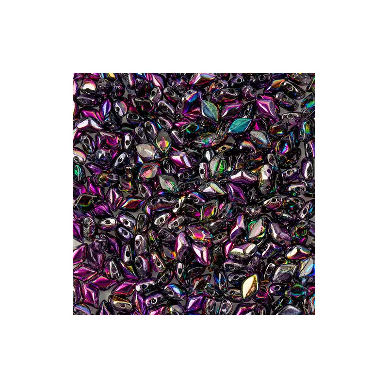 Matubo Czech Gemduo 2-Hole apx. 13g vial Crystal/ Magic Violet Grey