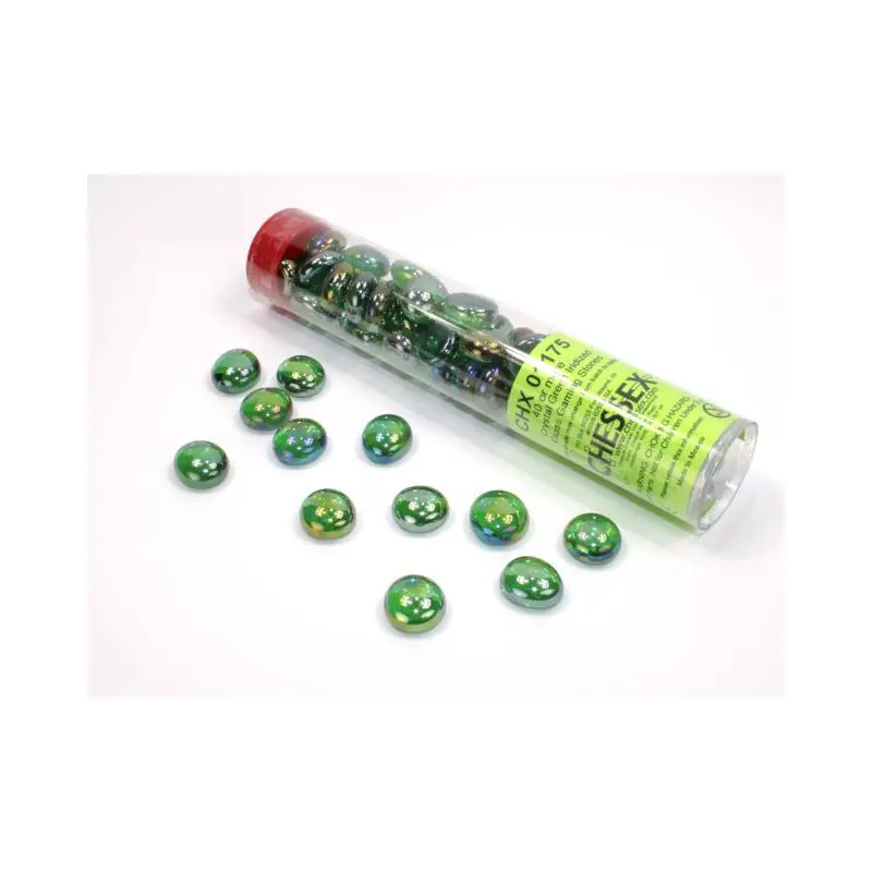 Assorted Gaming Stones: Iridized Green Glass