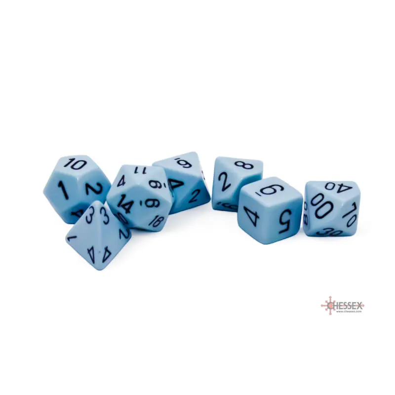 OPAQUE 7-DIE SET POLYHEDRAL PASTEL BLUE/BLACK