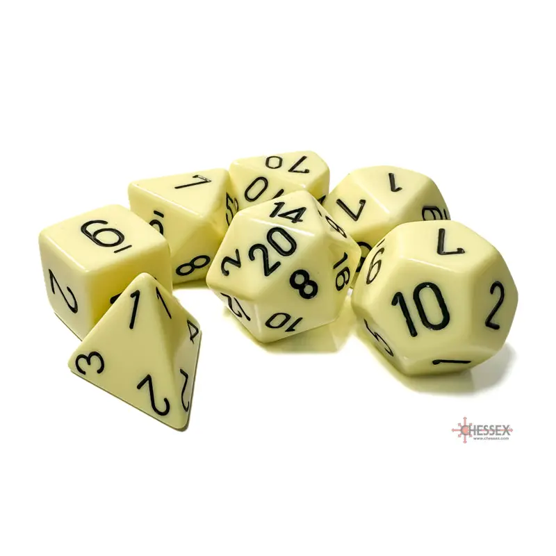 OPAQUE 7-DIE SET POLYHEDRAL PASTEL YELLOW/BLACK