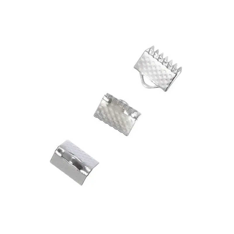 8mm Silver Ribbon Ends 10/pk