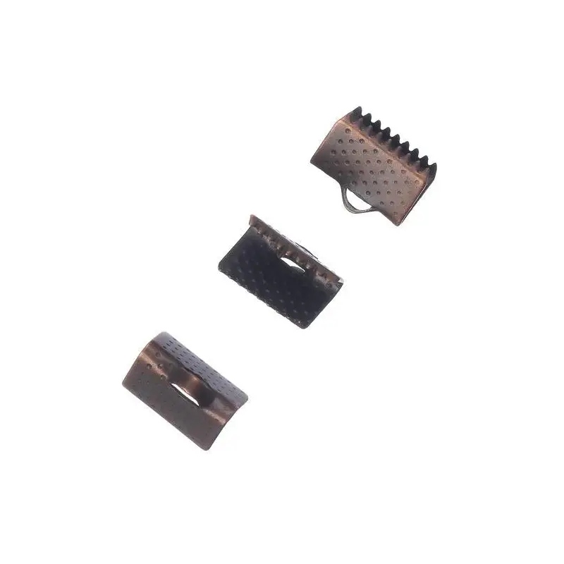 10mm Antique Copper Ribbon Ends 10/pk