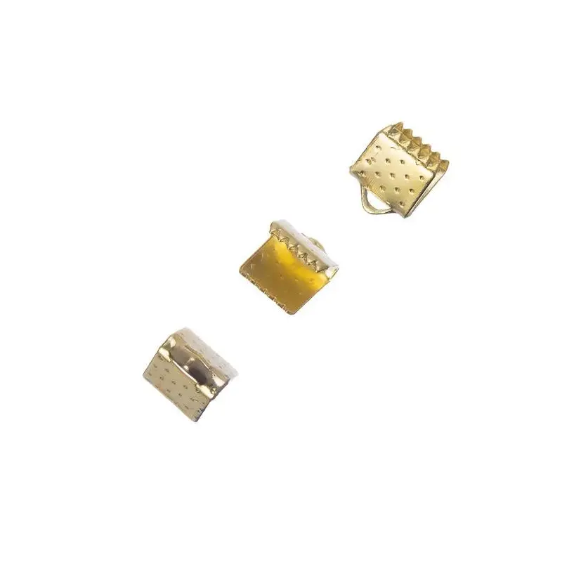 6mm Gold Ribbon Ends 10/pk