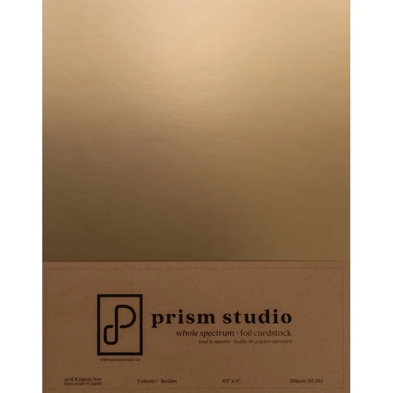 8.5X11 Whole Spectrum Foil Cardstock, Brushed Gold (5 Sheets)