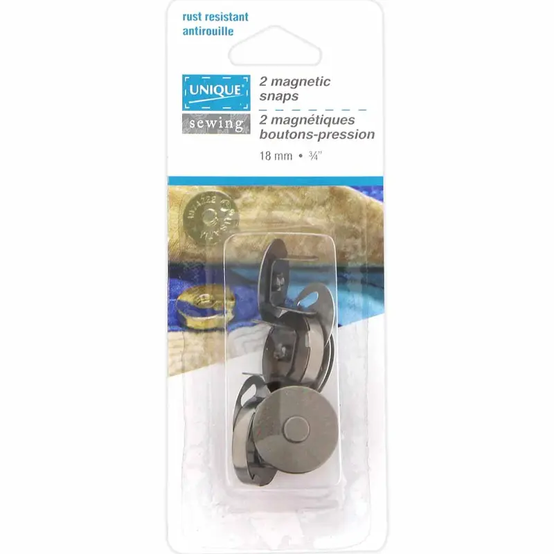 UNIQUE SEWING Magnetic Snaps - 18mm (34) - Gunmetal - 2 pcs.
