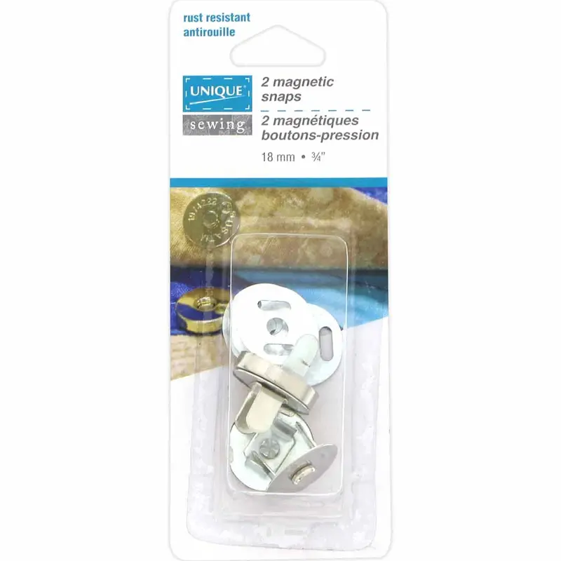 UNIQUE SEWING Magnetic Snaps - 18mm (34) - Silver - 2 pcs.