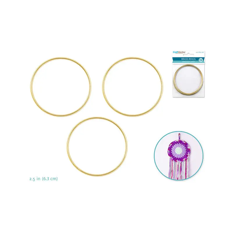 Craft Medley: Brass Rings 2.5" Round x3