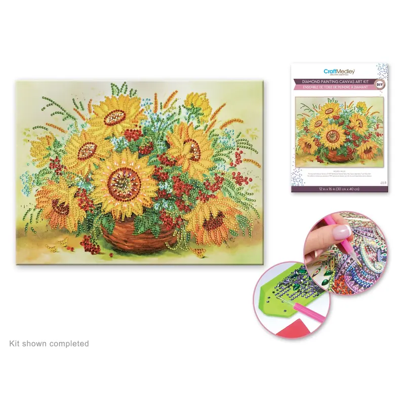 Diamond Painting Art Kit 12"x16" Sunflower Pot