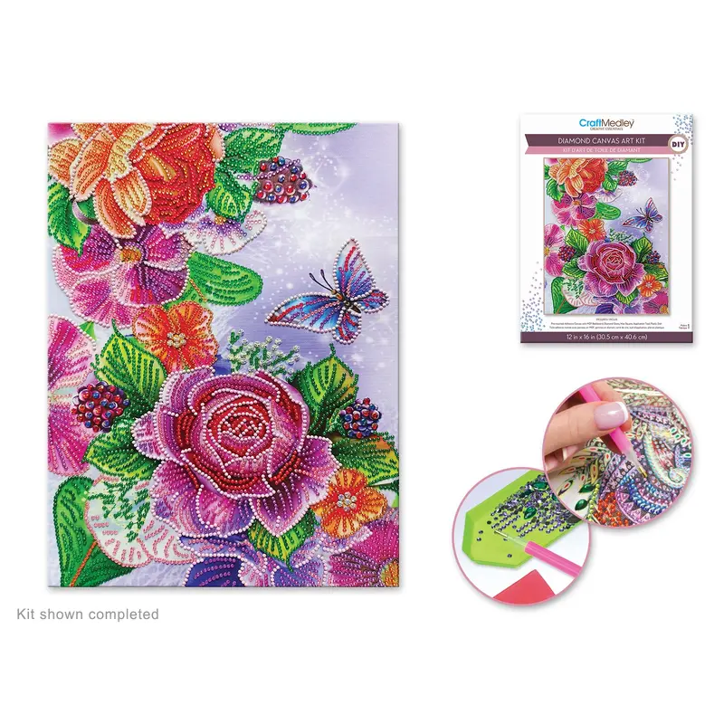 Diamond Painting Canvas Art Kit-Butterfly Floral