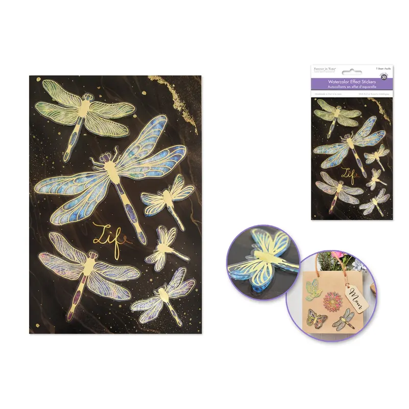 Handmade Sticker: 4.9"x7.3" 3D Gold Foil Fold-Up