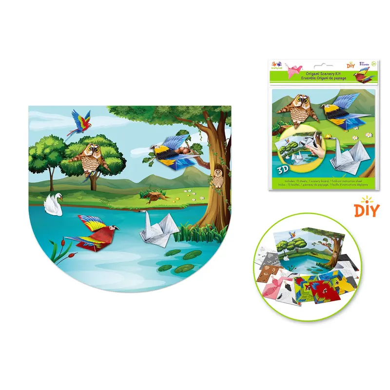 Krafty Kids Kit: 3D Origami DIY Scenery Kit 12sht+1scene board Birds