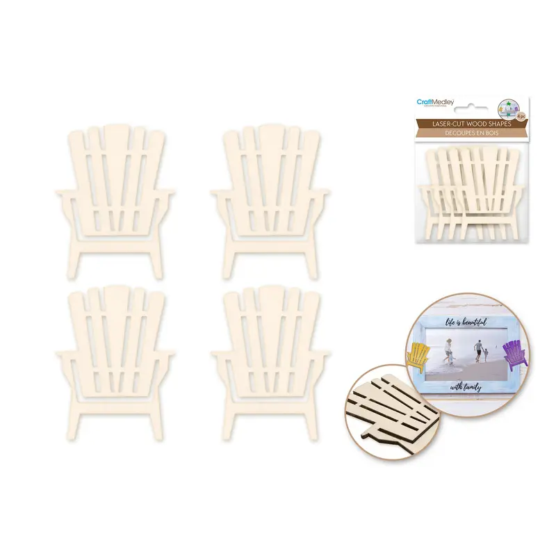 Wood Craft: 8cm Laser-Cut Ornate Wood Shapes Adirondack Chair