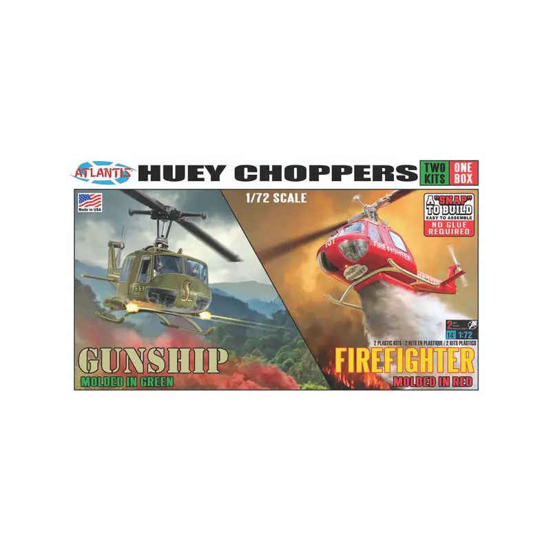 Huey Chopper 2 Pack Fire Fighter and Vietnam Gunship Snap 1/72