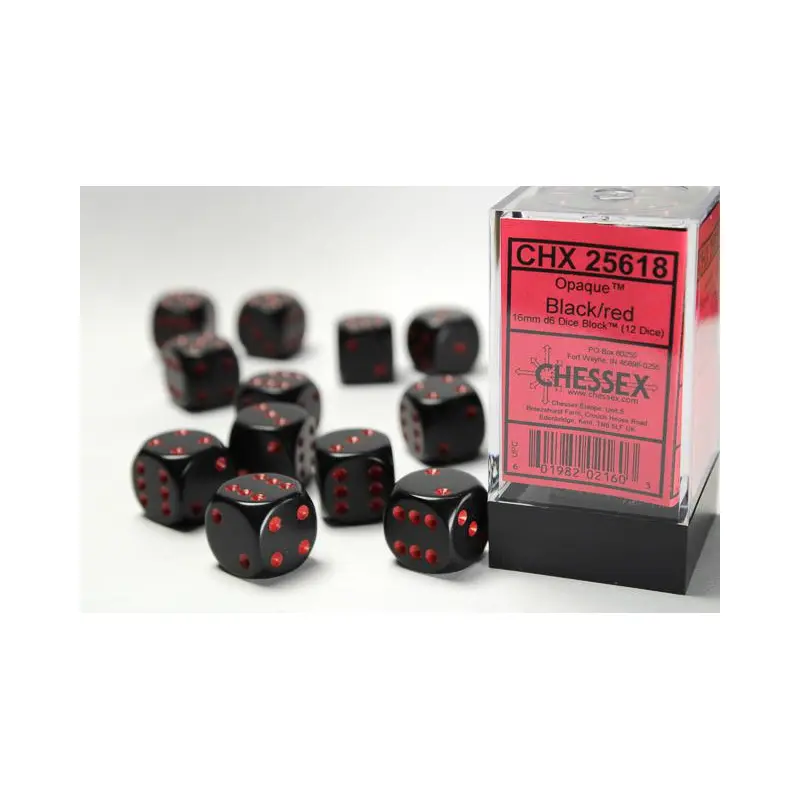 Opaque Black/red (16mm d6 Set)