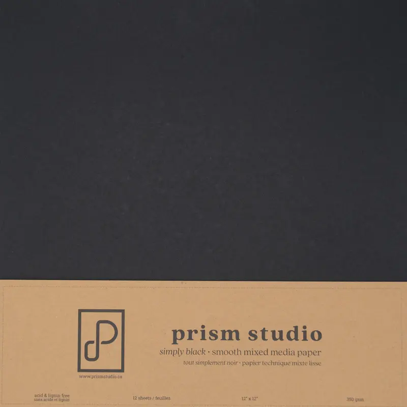 12x12 Mixed Media Paper, Simply Black, 129lb (12 sheets)