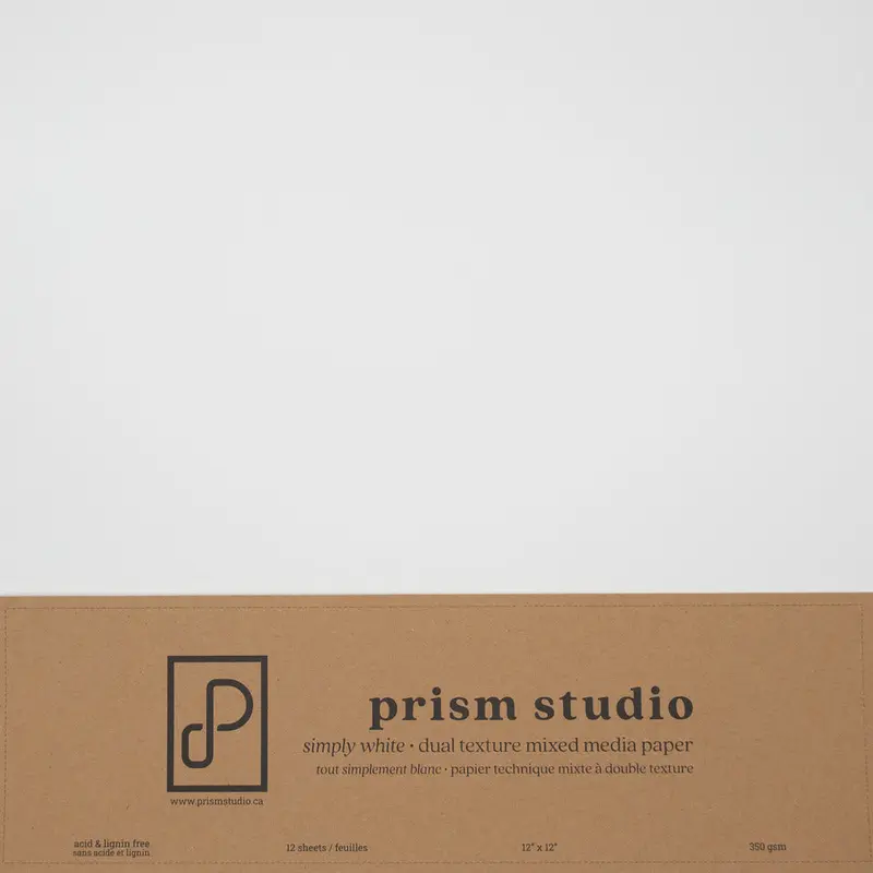 12x12 Mixed Media Paper, Simply White, 129lb (12 sheets)