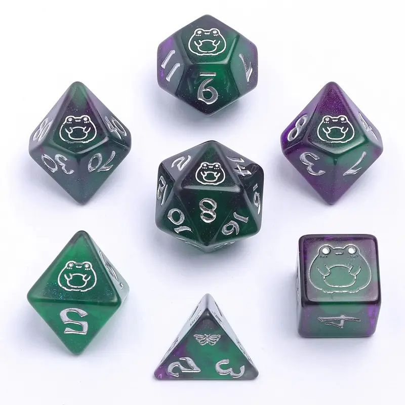Wyrmforged Bog Frog Silver Glow-in-the-Dark (7-Die RPG Set)