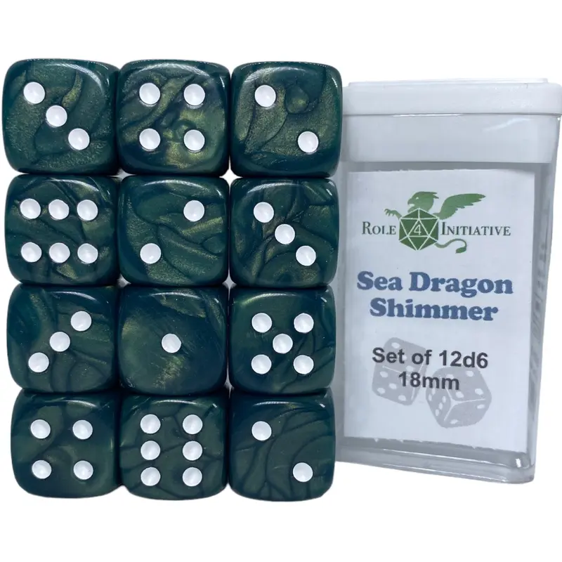 SET OF 12D6 PIPS DICE: SEADRAGON SHIMMER 18MM