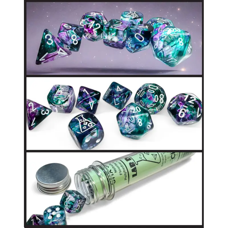 NEBULA 7-DIE SET POLYHEDRAL FLUORITE/WHITE (WITH BONUS DIE)