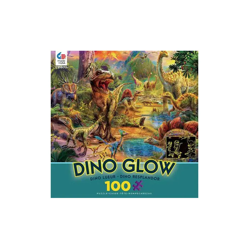 Dino Glow Dino Landscape 100 Piece Jigsaw Puzzle