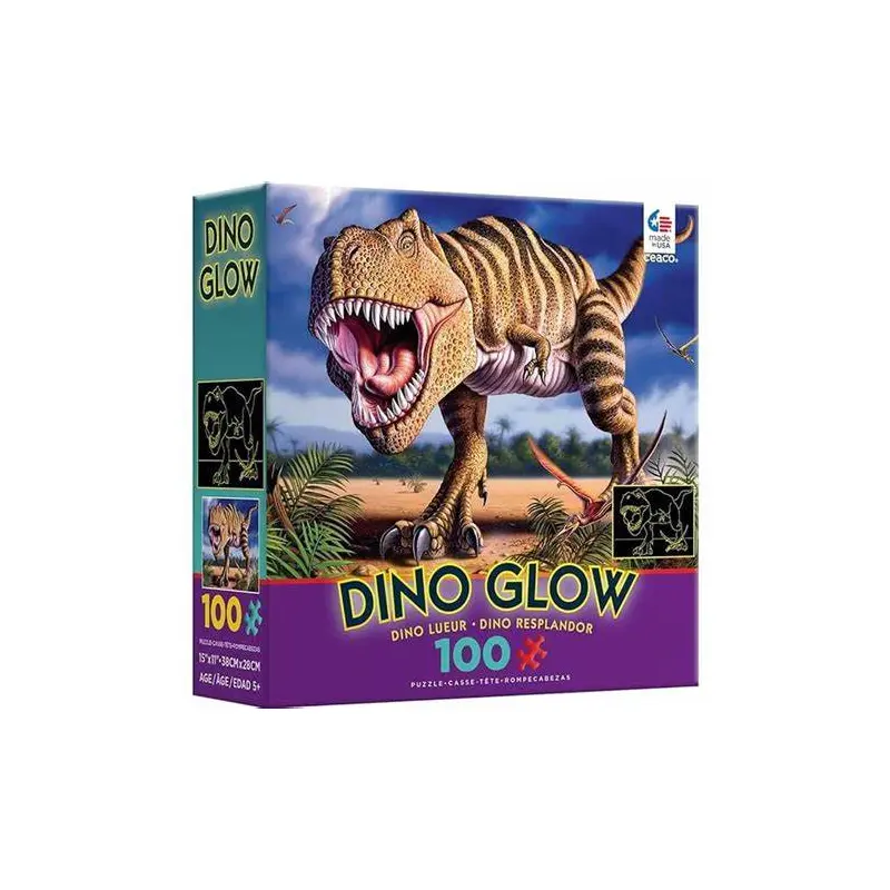 Dino Glow T-Rex Glow in the Dark 100 Piece Jigsaw Puzzle