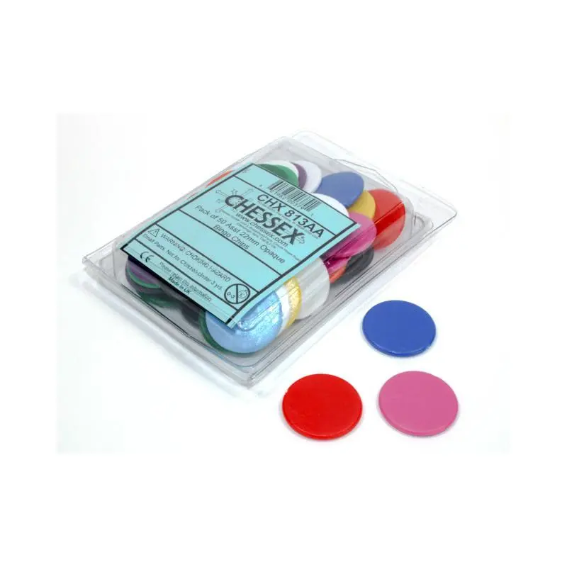 50 22mm Opaque Bingo Chips Assorted Colors